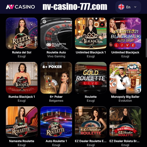 Live Casino Spiele Auswahl 1